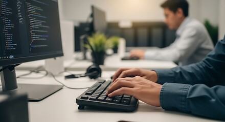 Programmers working on code