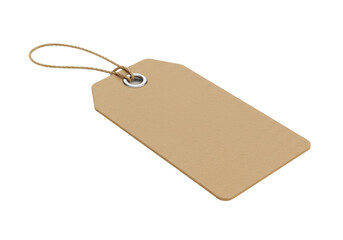 Isolated kraft tag with metal eyelet and string for pricing clothing and accessories
