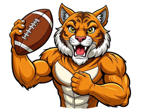 Tiger mascot holding football