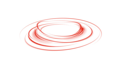 Circular Light Wave with Neon Red Glow and Motion Blur Effect, Isolated Transparent Electric Swirl for UI or Backgrounds
