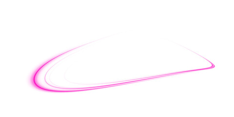 Circular Light Wave with Neon Pink Glow and Motion Blur Effect, Isolated Transparent Electric Swirl for UI or Backgrounds