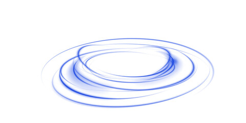 Obraz premium Circular Light Wave with Neon Blue Glow and Motion Blur Effect, Isolated Transparent Electric Swirl for UI or Backgrounds