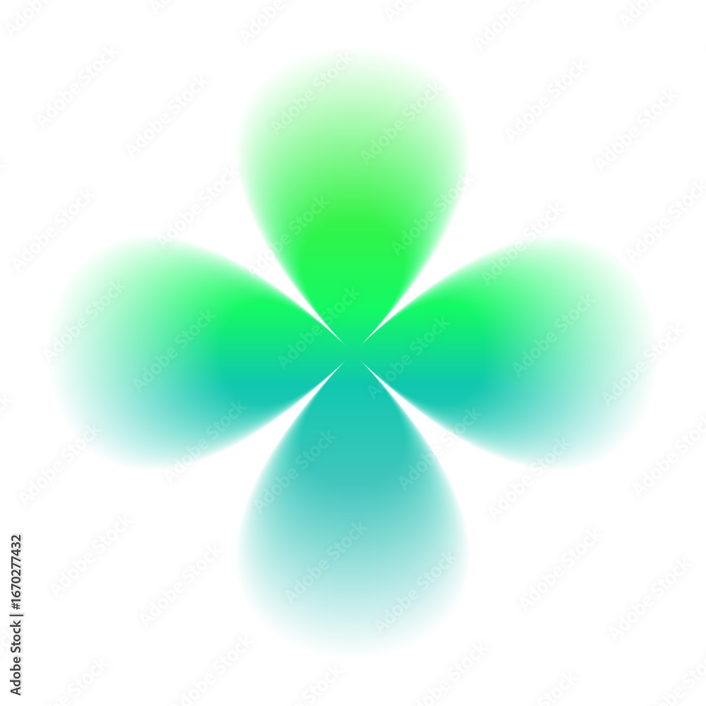 Poster gradient flower shape. clover. y2k colorful floral icon with soft glow and blurred edges isolated on