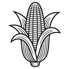CORN  outline coloring book page line art  silhouette VECTOR ILLUSTRATION