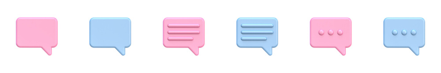 Collection of rectangular speech bubbles 3D
