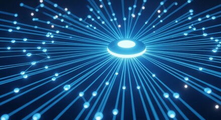 Fototapeta premium Abstract Neural Network Connection Paths and Central Hub Glowing Brightly