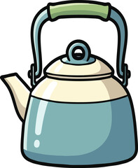 Vibrant VECTOR illustration of a classic stovetop kettle, an essential kitchen utensil for boiling water, perfect for daily tea and coffee preparation