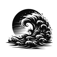 Fototapeta premium Black and white wave in artistic style, symbolizing power
