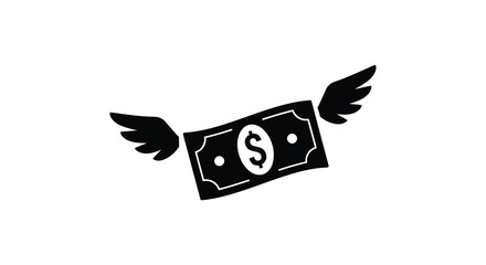 Money with wings flying away financial loss concept in black and white © MALA
