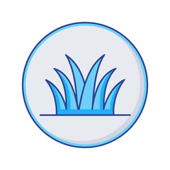 Stylized blue grass icon on a light blue circular background
