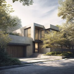 Tranquil residential architecture with neutral exterior and daylight balance