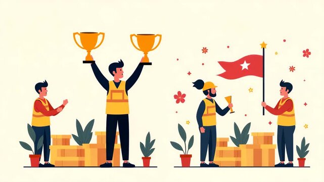 Professional Labour Day Celebration Icons Set: Cohesive Symbolic Imagery of Worker Solidarity, Cultural Heritage, and Modern Festive Aesthetics for Stock Photography - Ideal for Professional Use.