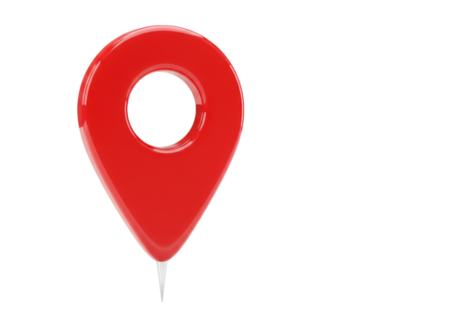 Isolated Red Location Pin for Maps Navigation on a Cartography System, 3D Rendering