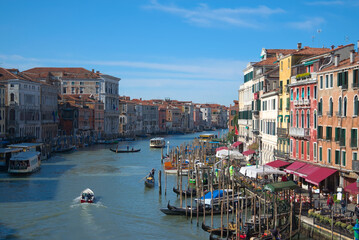 Gondolas Cruising Grand Canal Venice Italy