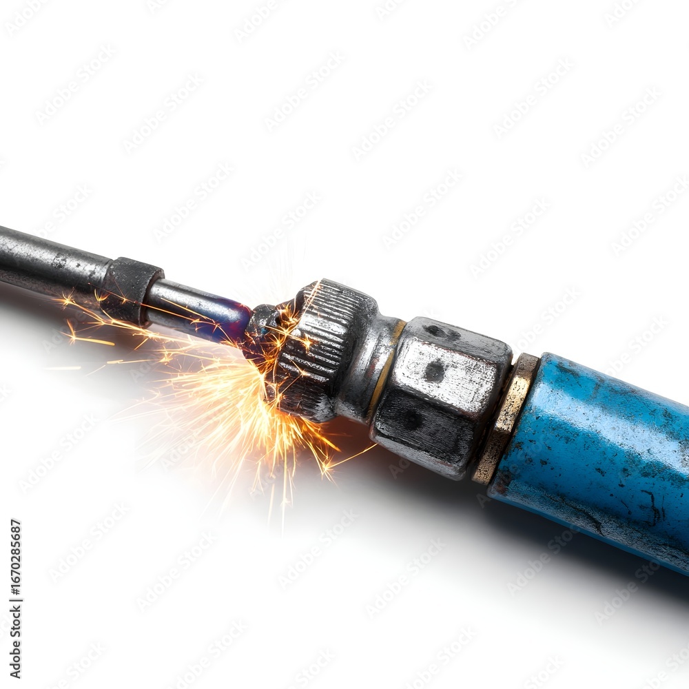 Poster close-up of a welding torch creating sparks during metalwork, showcasing precision and craftsmanship