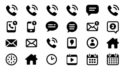Collection of communication and technology icons for digital use