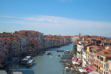 Fototapeta premium Aerial view of Grand Canal and rooftops in Venice