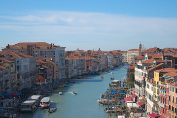 Aerial view of Grand Canal and rooftops in Venice