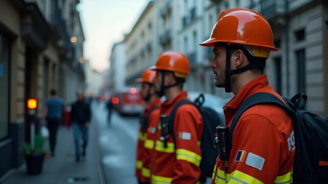 Optimizing Disaster Management: Analyzing Emergency Response Teams through Structured Protocols, Real-Time Communication, and Multi-Agency Coordination - Stock Photo Concept with Left Space