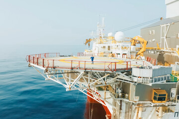 Helipad on offshore oil drilling platform.