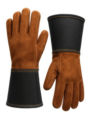 Leather welding gloves with extended cuffs for high-heat environments