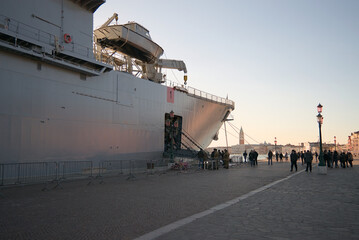 San Marco navy ship docked in Venice at sunset © Lexcard91