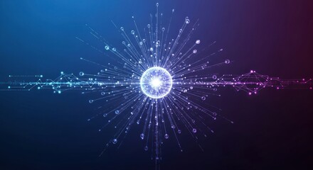 A blue and purple light burst with a central glowing orb and a trail of light extending outward.