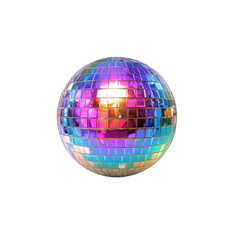 Stunning disco ball reflecting vibrant colors, perfect for dance party flyers and retro themed events