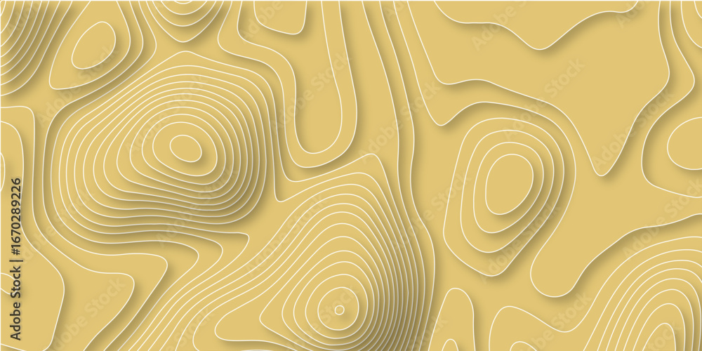 Poster paper cut 3d render topography abstract, beautiful yellow background. geometric map relief texture w