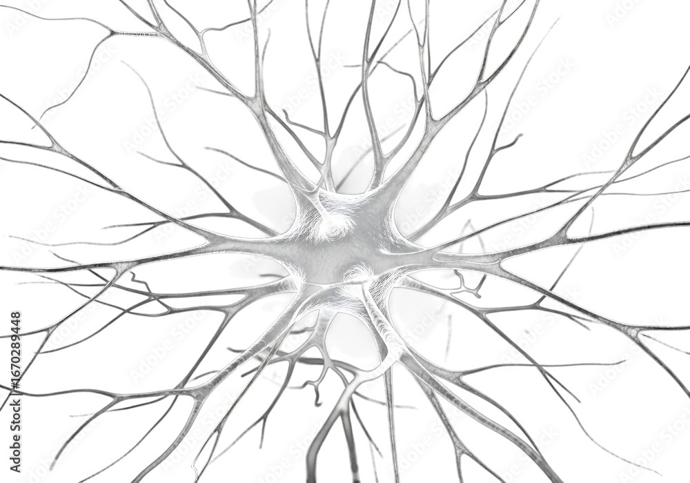 Poster Closeup of a neuron with many dendrites isolated on transparent background