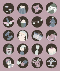 Round Christmas stickers labels