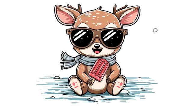Cartoon deer with popsicle