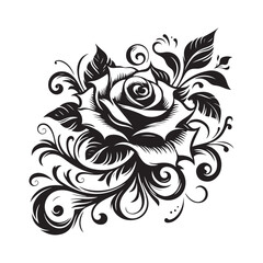 "Elegant Tribal Rose Tattoo Design Vector Art"