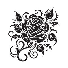 "Elegant Tribal Rose Tattoo Design Vector Art"