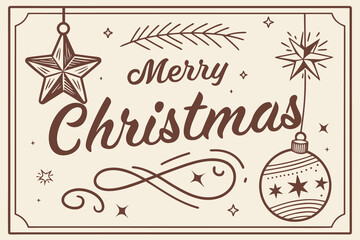 Vintage Art Deco Style Merry Christmas Vector Illustration