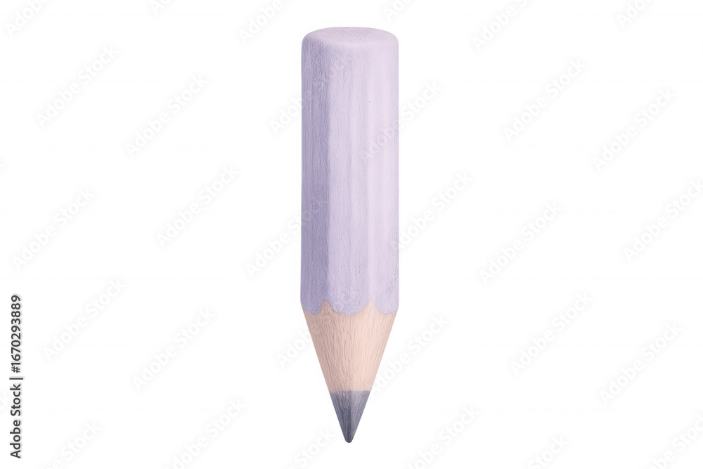 Poster 3d rendering featuring a vibrant purple pencil standing upright against a transparent background, hi