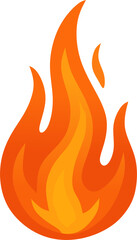 Burning fire flame with tall pointed shape, glowing orange-red gradient in clean simple style.