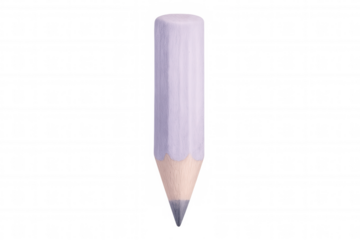 3d rendering featuring a vibrant purple pencil standing upright against a transparent background, highlighting its sleek design and sharp tip