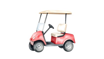 Watercolor golf cart illustration