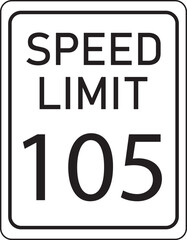 Official Traffic Regulation Sign – 105 MPH Maximum Speed Limit Safety Icon