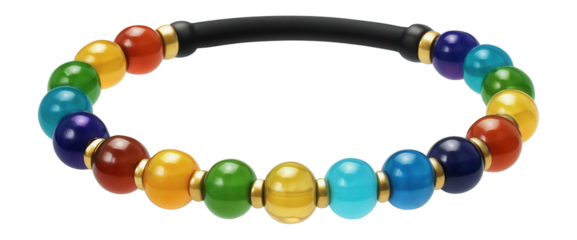 Beaded elastic armband with multicolor glass beads