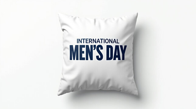International mens day is celebrated with a white pillow isolated on white background, symbolizing support, care, and recognition of mens health, wellbeing, and positive contributions to society