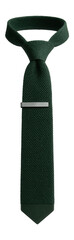 Textured knit tie in forest green with square end