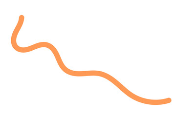 Orange wavy curved stroke line abstract underline decorative divider design element isolated on transparent background for highlights, layouts, and graphic decoration