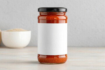 Product Mockup of a Jar for Pasta Sauce, Jam, or Pesto