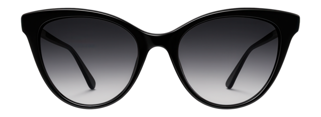 Black cat-eye sunglasses with gradient lenses and thin arms
