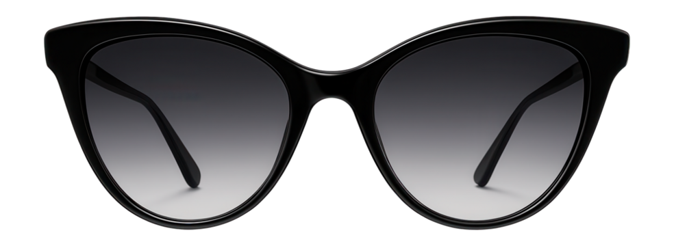Black cat-eye sunglasses with gradient lenses and thin arms
