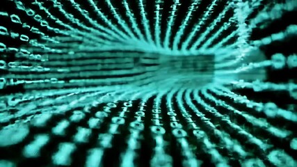 Teal Binary Code Tunnel A Detailed Visualization Of Digital Data Flowing Through A Cybernetic Vortex, Creating An Abstract Background For Technology - Powered by Adobe