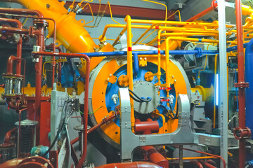Fototapeta premium LNG plant equipment pipes and pressure vessels. LNG and gasoline production.