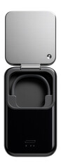 Battery case with flip cover and concealed charging cable storage